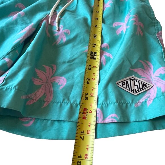 PacSun teal swim trunks palm trees Size Small - Picture 16 of 16